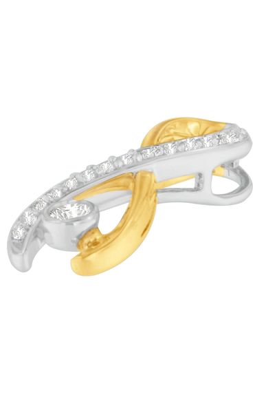 10K Two-Tone Gold 1/5 cttw Diamond Radiant Ribbon Necklace